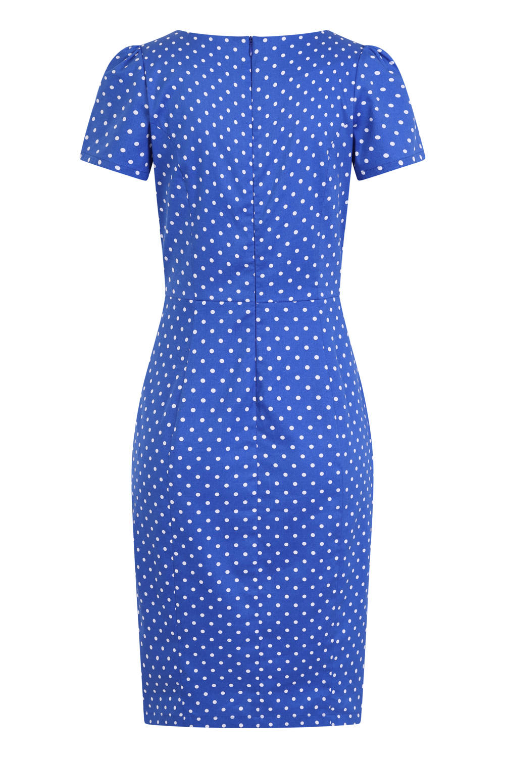 Amelia Polka Wiggle Dress in Blue